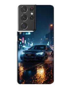 Чехол для Samsung Galaxy S21 Plus с картинкой «Ночной город и Audi»