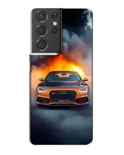 Чехол для Samsung Galaxy S21 Plus с картинкой «Audi в огненном дыму»