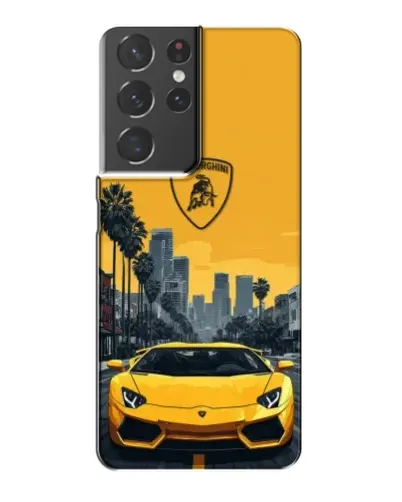 Чехол для Samsung Galaxy S21 Plus с картинкой «Желтый Lamborghini город»