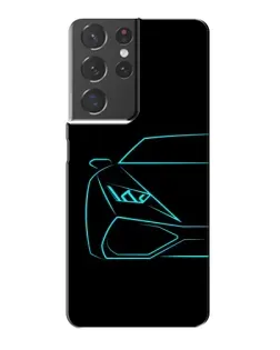 Чехол для Samsung Galaxy S21 Plus с картинкой «Голубой силуэт Lamborghini»