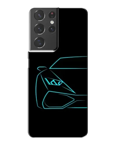 Чехол для Samsung Galaxy S21 Plus с картинкой «Голубой силуэт Lamborghini»