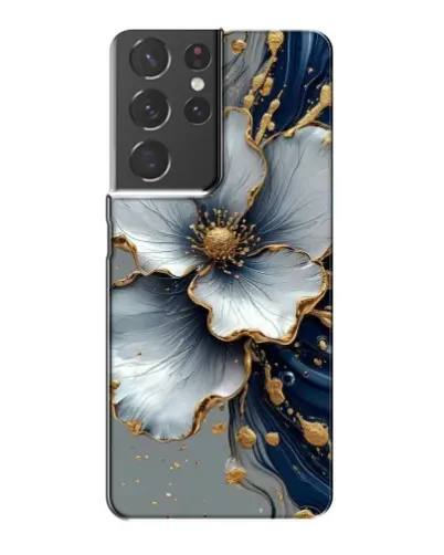 Чохол для Samsung Galaxy S21 Plus з картинкою «Біла квітка та золотий флюїд»