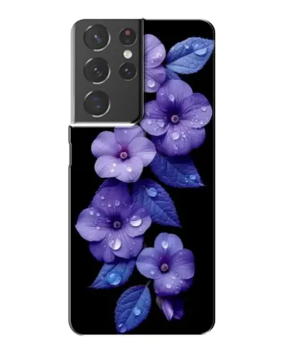 Чохол для Samsung Galaxy S21 Plus з картинкою «Фіолетові квіти з росою»