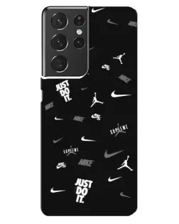 Чехол для Samsung Galaxy S21 ultra с картинкой «Nike Black Pattern»