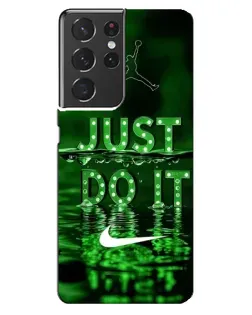 Чехол для Samsung Galaxy S21 ultra с картинкой «Зеленый неоновый Nike»