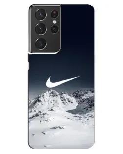 Чехол для Samsung Galaxy S21 ultra с картинкой «Nike — зимние горы»