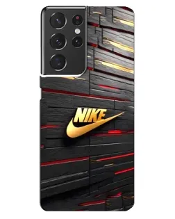 Чехол для Samsung Galaxy S21 ultra с картинкой «Золотой Nike на металле»