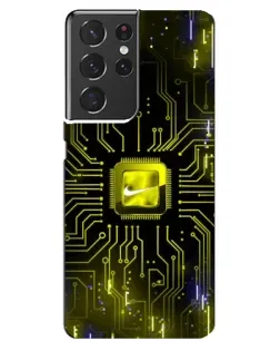 Чехол для Samsung Galaxy S21 ultra с картинкой «Nike — золотая искра»