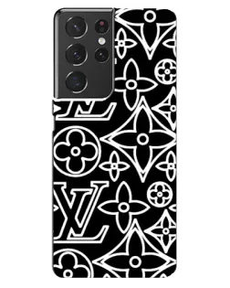 Чохол для Samsung Galaxy S21 ultra з картинкою «Чорно-білий візерунок LV»