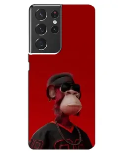 Чохол для Samsung Galaxy S21 ultra з картинкою «Bored Ape в червоному»
