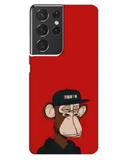 Чохол для Samsung Galaxy S21 ultra з картинкою «Bored Ape — червоний фон»