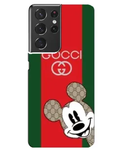 Чохол для Samsung Galaxy S21 ultra з картинкою «Gucci — смуги та Міккі»