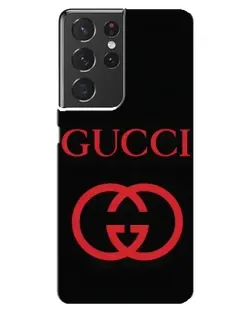 Чохол для Samsung Galaxy S21 ultra з картинкою «Gucci — червоний логотип»