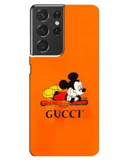 Чехол для Samsung Galaxy S21 ultra с картинкой «Микки Маус Gucci — оранж»