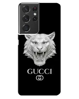 Чехол для Samsung Galaxy S21 ultra с картинкой «Gucci — серебряный лев»