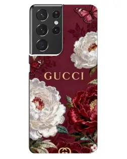Чехол для Samsung Galaxy S21 ultra с картинкой «Gucci — бордовые розы»