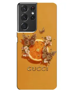 Чехол для Samsung Galaxy S21 ultra с картинкой «Gucci — золотые бабочки»