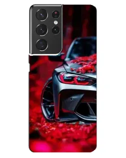 Чехол для Samsung Galaxy S21 ultra с картинкой «Спортивная BMW и цветы»