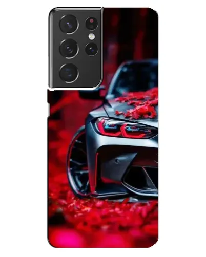 Чехол для Samsung Galaxy S21 ultra с картинкой «Спортивная BMW и цветы»
