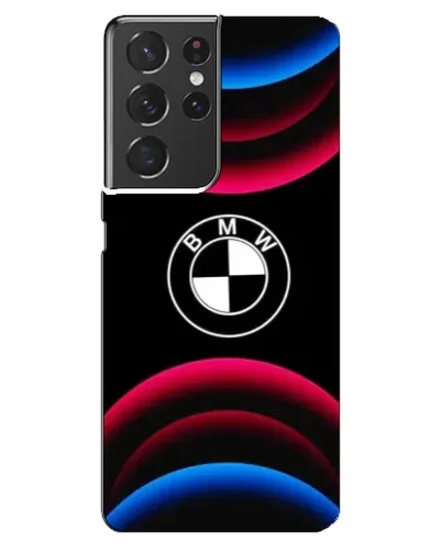 Чехол для Samsung Galaxy S21 ultra с картинкой «Логотип BMW и неоновые дуги»