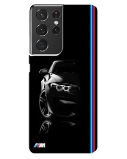 Чехол для Samsung Galaxy S21 ultra с картинкой «Силуэт BMW в темноте»
