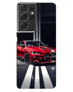 Чехол для Samsung Galaxy S21 ultra с картинкой «Красная BMW на дороге»
