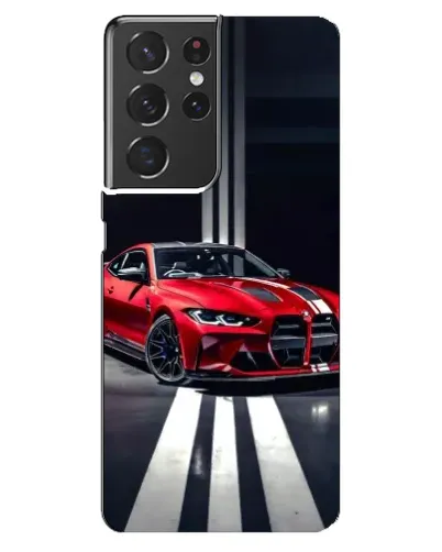 Чехол для Samsung Galaxy S21 ultra с картинкой «Красная BMW на дороге»