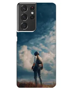 Чохол для Samsung Galaxy S21 ultra з картинкою «Герой PUBG на скелі»