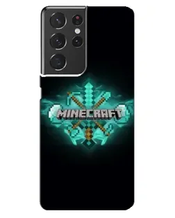 Чехол для Samsung Galaxy S21 ultra с картинкой «Minecraft Diamond лого»