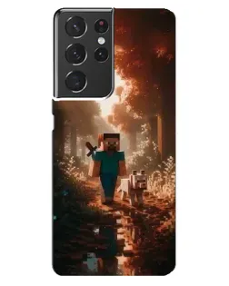 Чехол для Samsung Galaxy S21 ultra с картинкой «Стив в лесу»