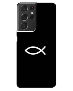 Чехол для Samsung Galaxy S21 ultra с картинкой «Символ рыбы Jesus» Чехол для Samsung Galaxy S21 ultra с картинкой «Символ рыбы Jesus»