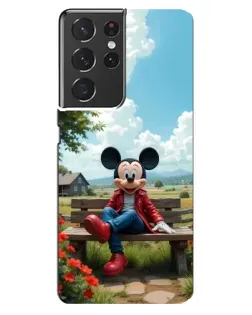 Чехол для Samsung Galaxy S21 ultra с картинкой «Микки на скамейке»