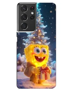 Чехол для Samsung Galaxy S21 ultra с картинкой «Рождественский Спанч Боб»