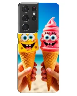 Чехол для Samsung Galaxy S21 ultra с картинкой «Спанч Боб мороженое»