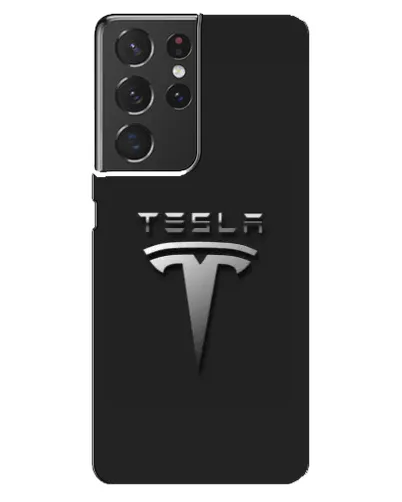 Чохол для Samsung Galaxy S21 ultra з картинкою «Сталевий логотип Tesla»