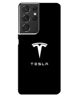 Чохол для Samsung Galaxy S21 ultra з картинкою «Tesla White Logo»