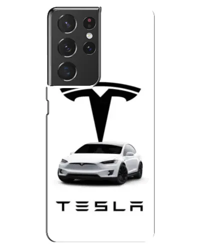 Чохол для Samsung Galaxy S21 ultra з картинкою «Tesla White Style»