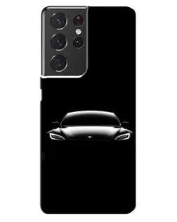 Чохол для Samsung Galaxy S21 ultra з картинкою «Фари Tesla Night»
