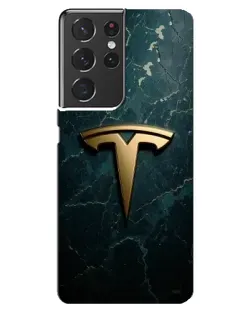 Чохол для Samsung Galaxy S21 ultra з картинкою «Мармурова Tesla Gold»