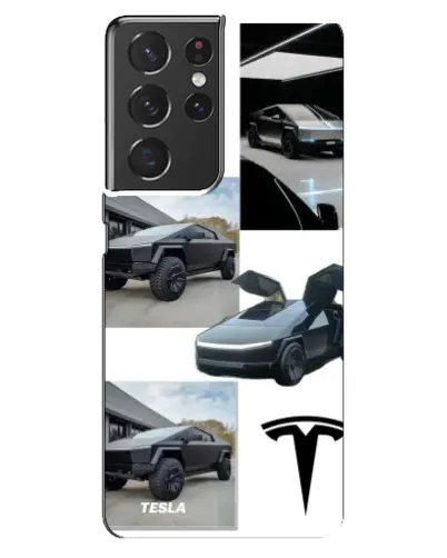 Чохол для Samsung Galaxy S21 ultra з картинкою «Колаж Cybertruck Tesla»