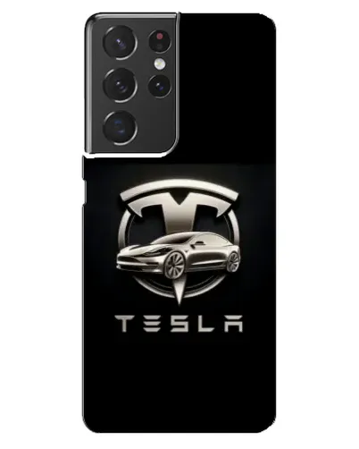 Чохол для Samsung Galaxy S21 ultra з картинкою «Tesla — срібне авто»