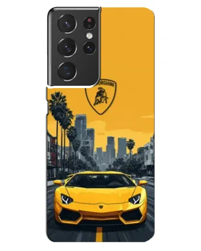 Чохол для Samsung Galaxy S21 ultra з картинкою «Жовтий Lamborghini місто»