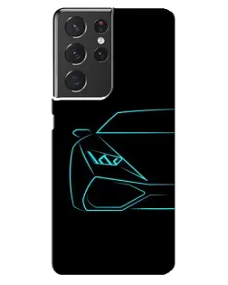 Чохол для Samsung Galaxy S21 ultra з картинкою «Блакитний силует Lamborghini»