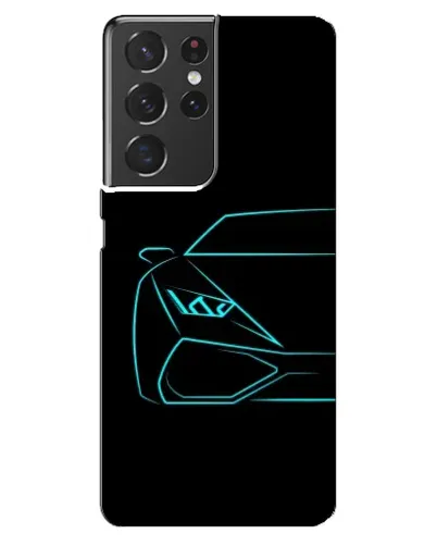 Чохол для Samsung Galaxy S21 ultra з картинкою «Блакитний силует Lamborghini»