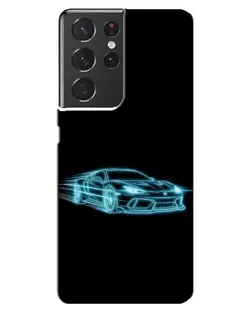 Чохол для Samsung Galaxy S21 ultra з картинкою «Неоновий контур Lamborghini»