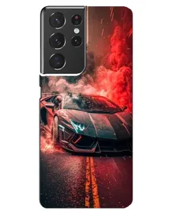 Чохол для Samsung Galaxy S21 ultra з картинкою «Lamborghini червоний дим»