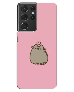 Чехол для Samsung Galaxy S21 ultra с картинкой «Pusheen сердце»