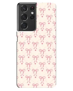 Чохол для Samsung Galaxy S21 ultra з картинкою «Рожеві бантики Coquette»