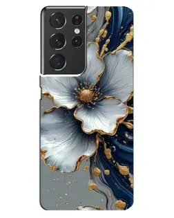 Чехол для Samsung Galaxy S21 ultra с картинкой «Белый цветок и золотой флюид» Чехол для Samsung Galaxy S21 ultra с картинкой «Белый цветок и золотой флюид»