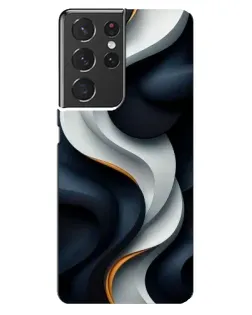 Чохол для Samsung Galaxy S21 ultra з картинкою «Об'ємні чорно-білі стрічки»